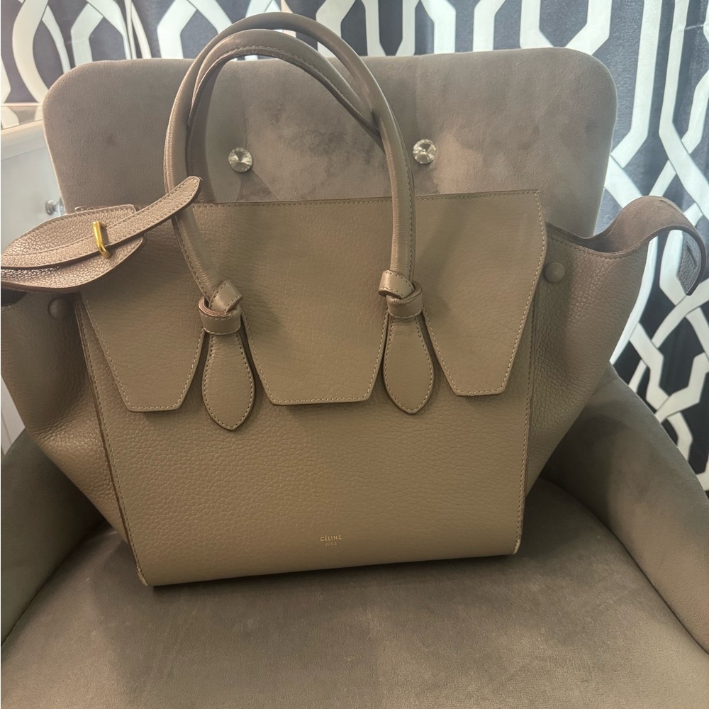 Celine Taupe Leather Tote Bag